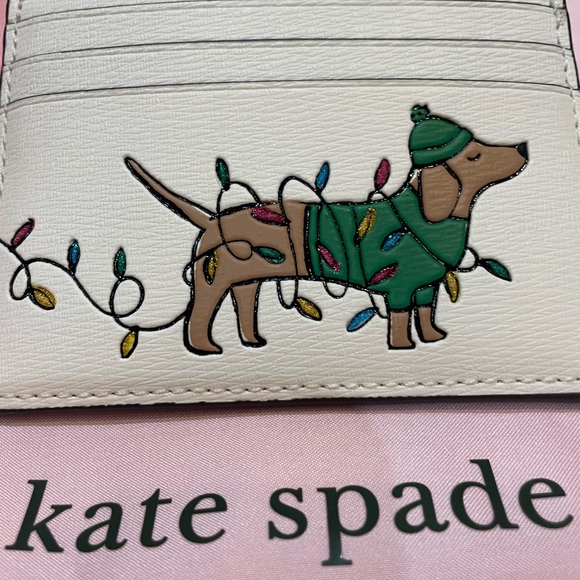 Kate Spade dachshund card holder / case NWT Claude Christmas wallet bag - Picture 5 of 10